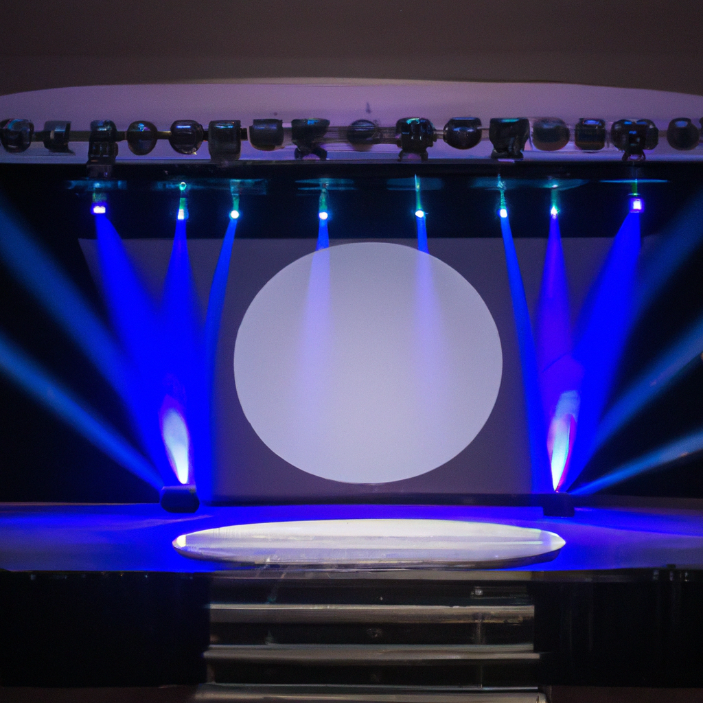 Evento corporativo en tonos fríos — Foto generada por IA